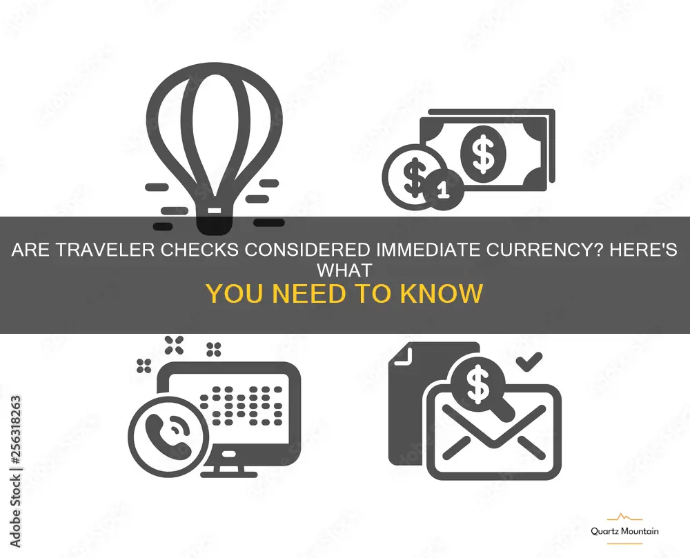 are traveler checks considered immideate currenct