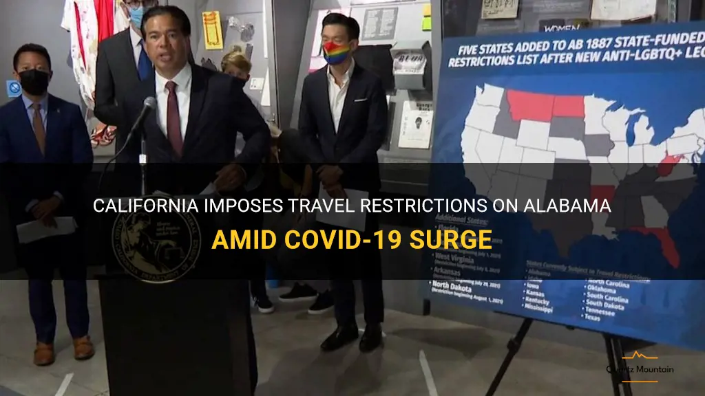 california restricts travel to alabama