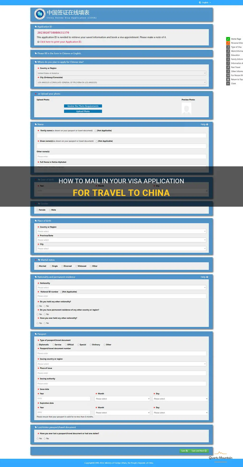 can you mail in a visa for travel to china