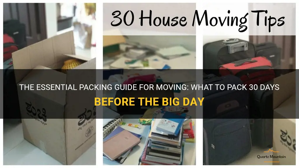 what to pack 30 days from moving