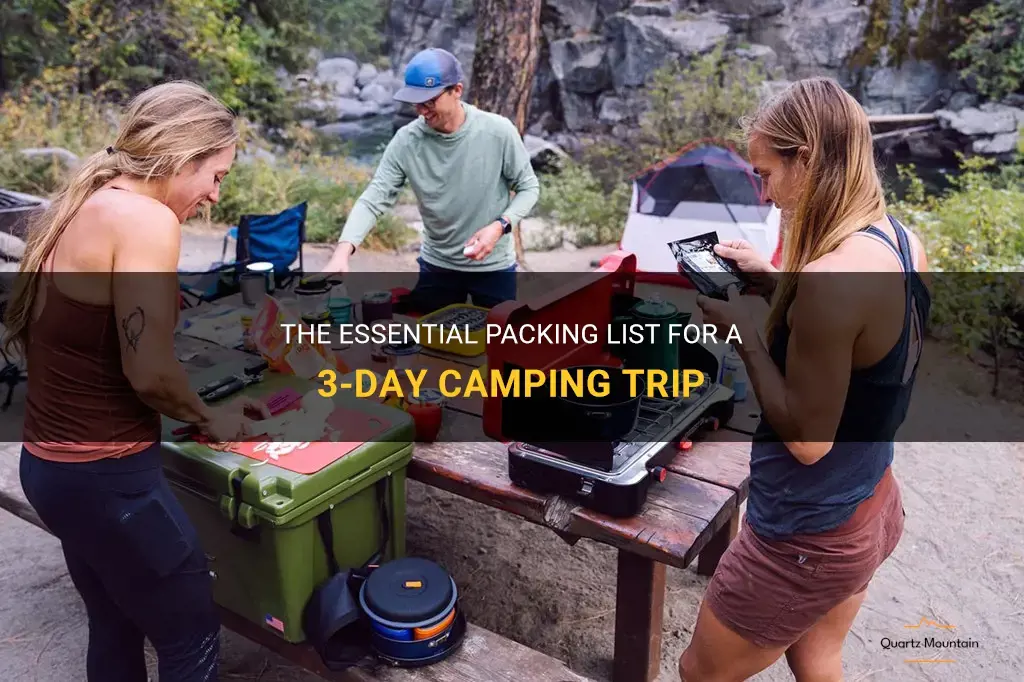 what to pack for 3 day camping trip