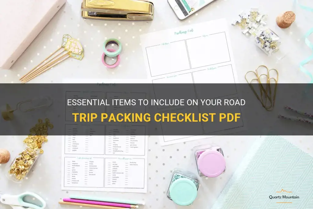 what to pack for a road trip checklist pdf